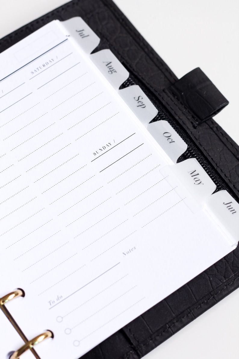 Monthly Tab Stickers Planner Dividers | For 6-Ring Planners, Undated Planners, Hobonichi Weeks, Pocket | Minimal Clear Month Tabs image 9