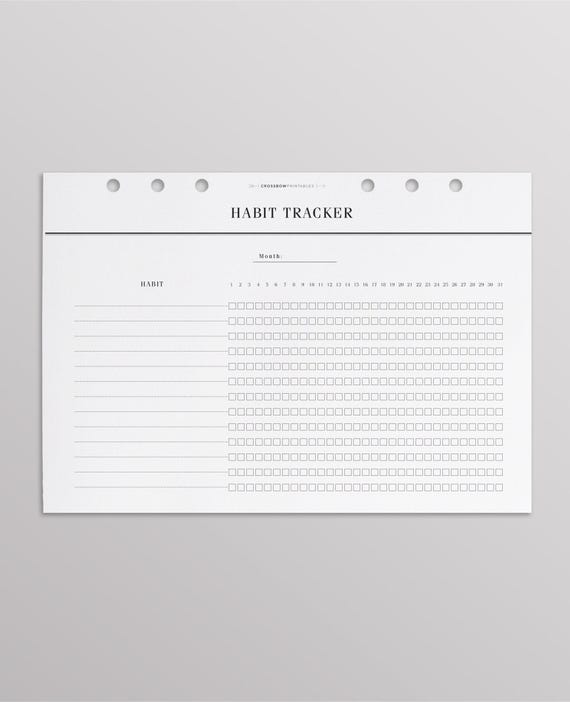 PRINTED Monthly Habit Tracker A5 Planner Inserts | Task Checklist | Habit Planner | Louis Vuitton Agenda GM Inserts | Filofax A5 Planner