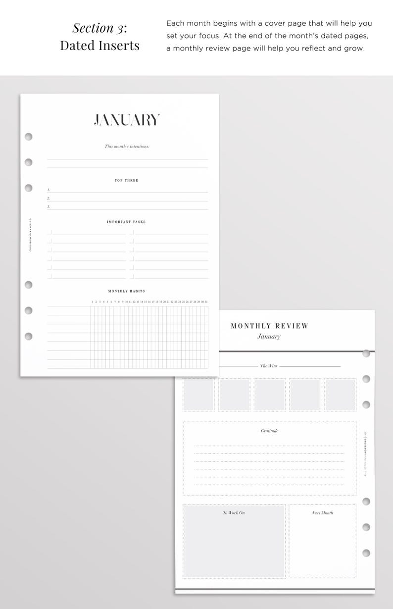 2026 gedruckte A5 Planer Einlagen | Wählen Sie Ihren Start Monat | Jahresplaner Einlagen, 2026 Filofax Einlagen Refill, datierte Einlagen LV GM Agenda Bild 7