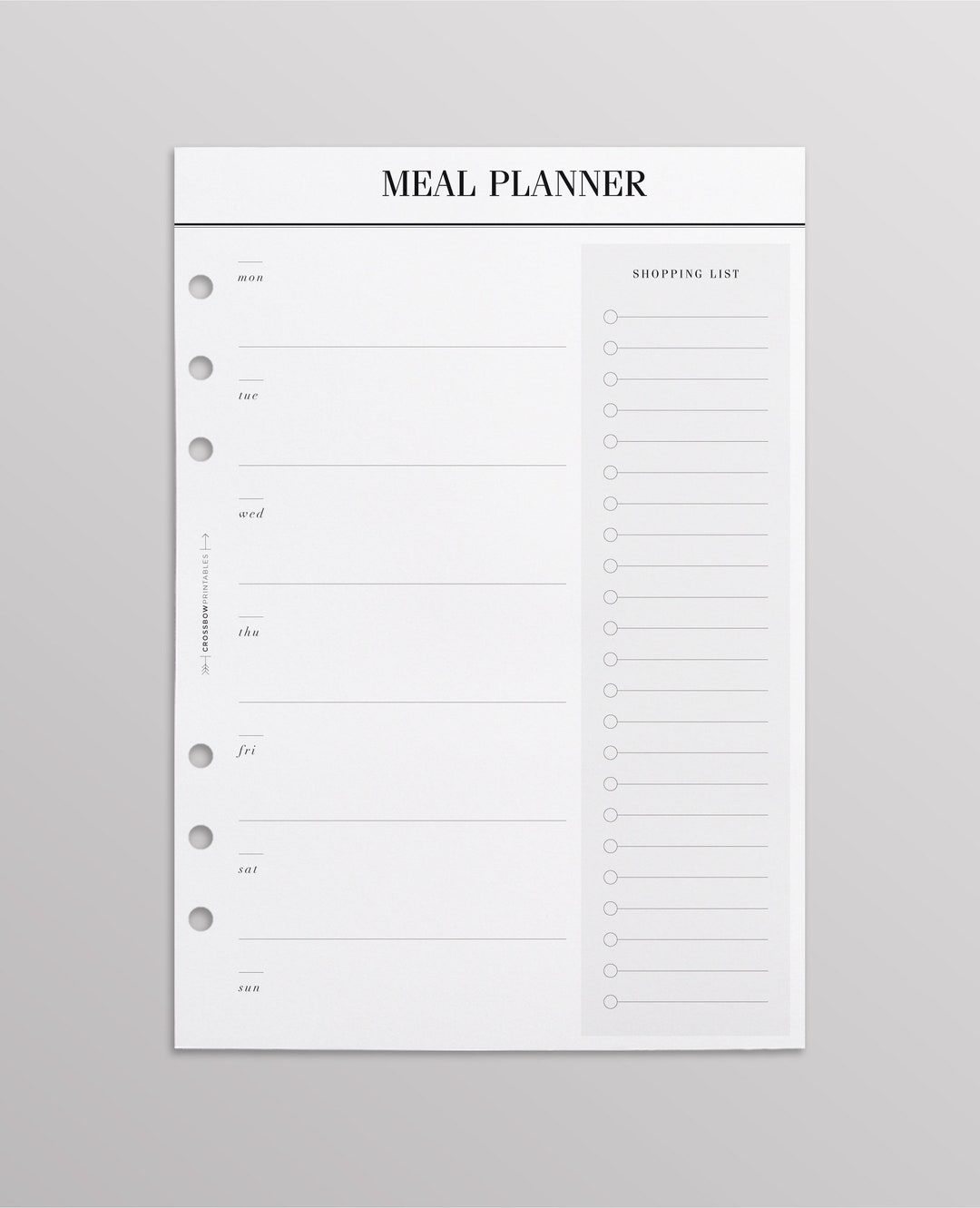 PRINTED Meal Planner Inserts A5 Shopping List, Grocery List Planner