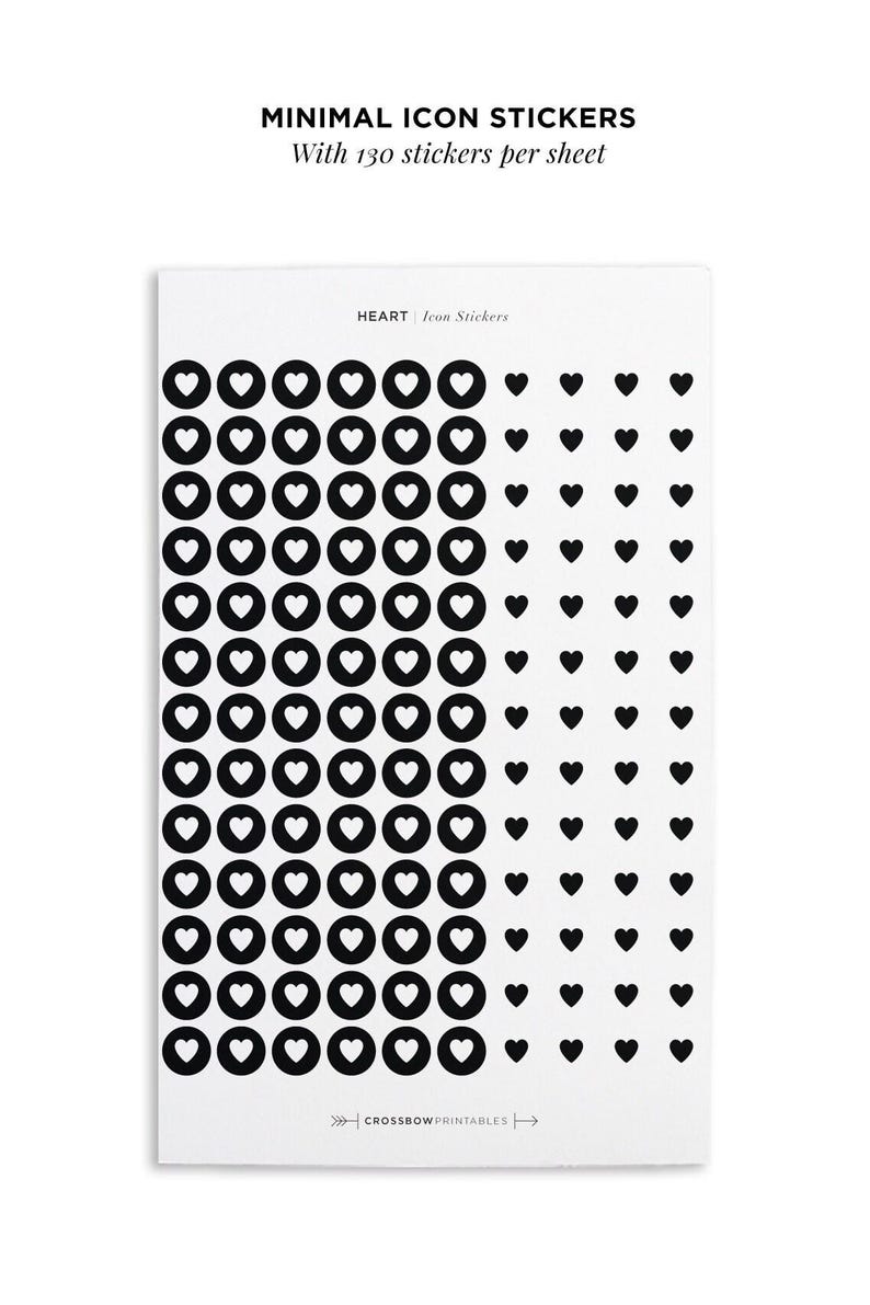 Heart Sticker Sheet | Minimalist Stickers - Hobonichi Icon Stickers - Love Stickers - 130 Mini Heart Stickers image 6