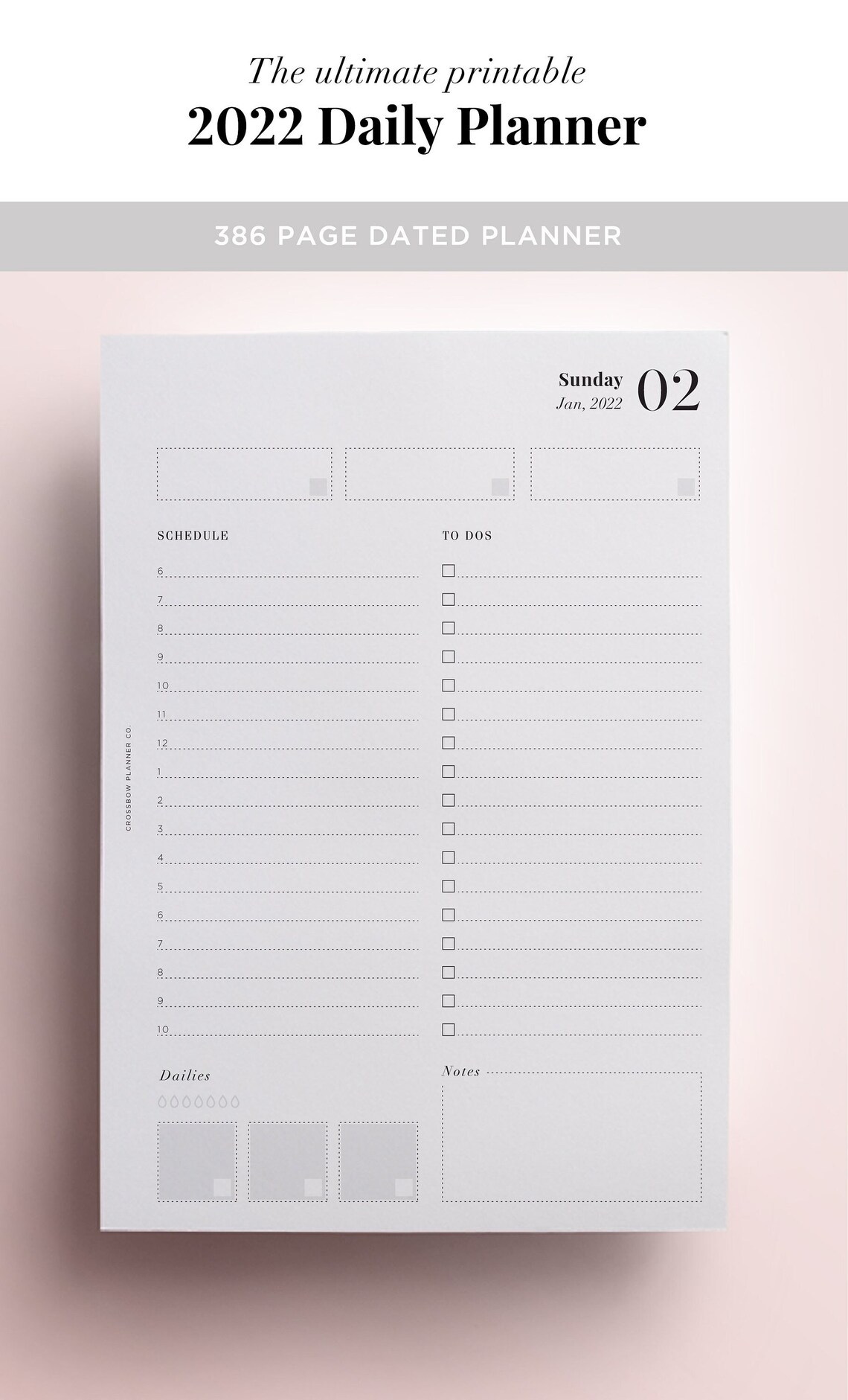 2022 Daily Planner Printable Day on One Page 2022 Planner Etsy UK