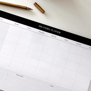 Weekly Family Planner Notepad | Minimal Family Weekly Calendar and Schedule with Meal Planner | A4 Weekly Desk Pad | Gift for Mum Under 10 image 2