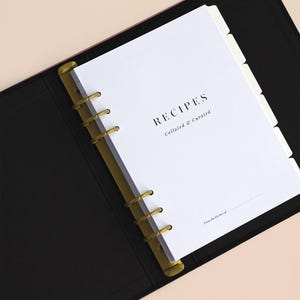 Encartes de Receitas A5 | Recargas para Pasta de Receitas Minimal, 82 Páginas, para Agenda LV GM, Kikki K Grande, A5 Filofax