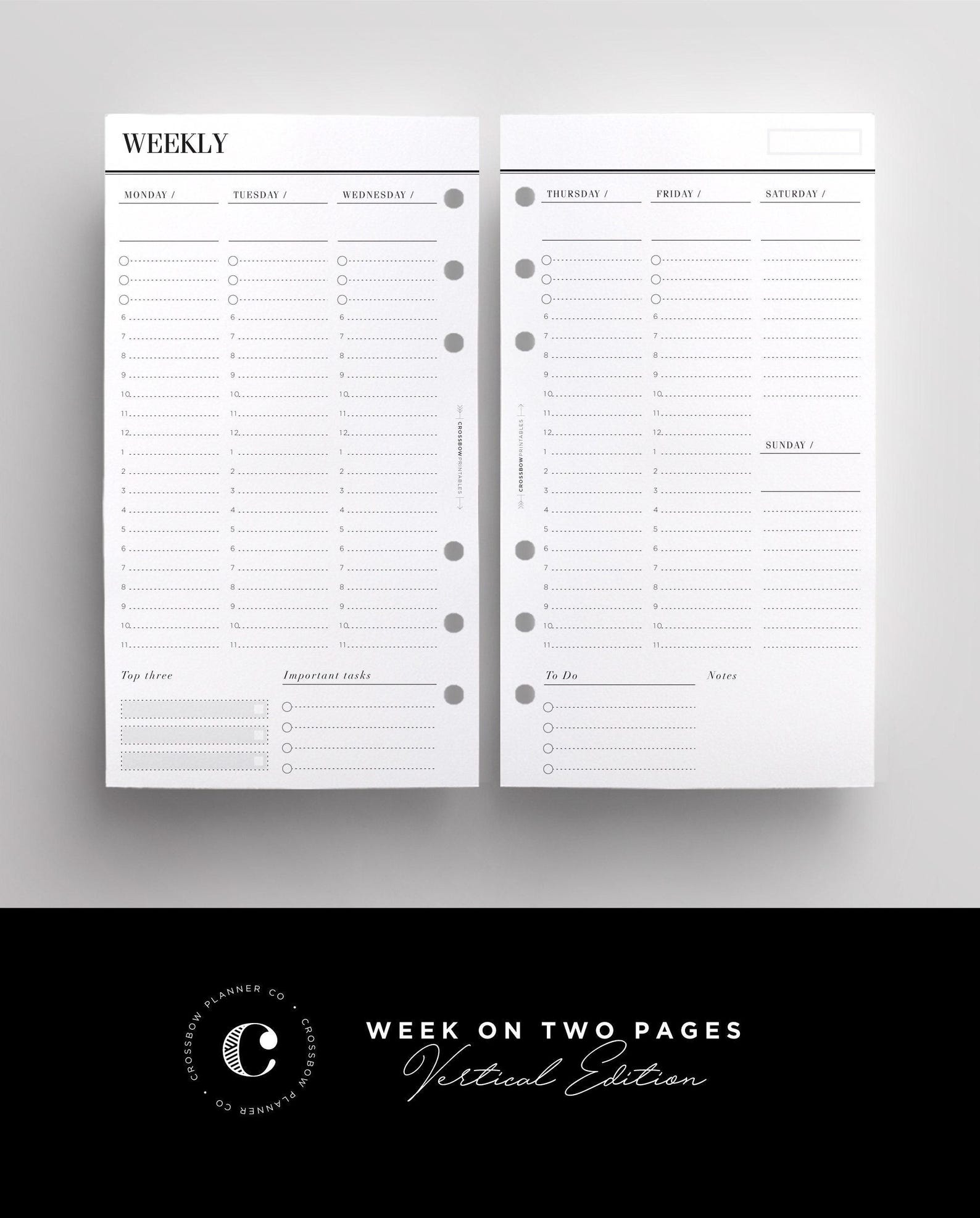 PRINTED WO2P Vertical Edition | Personal Size Weekly Planner Inserts ...
