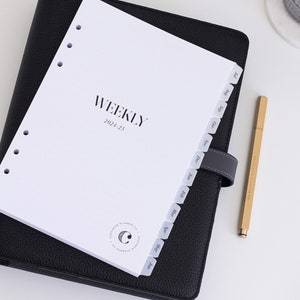 Monthly Tab Stickers Planner Dividers | For 6-Ring Planners, Undated Planners, Hobonichi Weeks, Pocket | Minimal Clear Month Tabs image 3