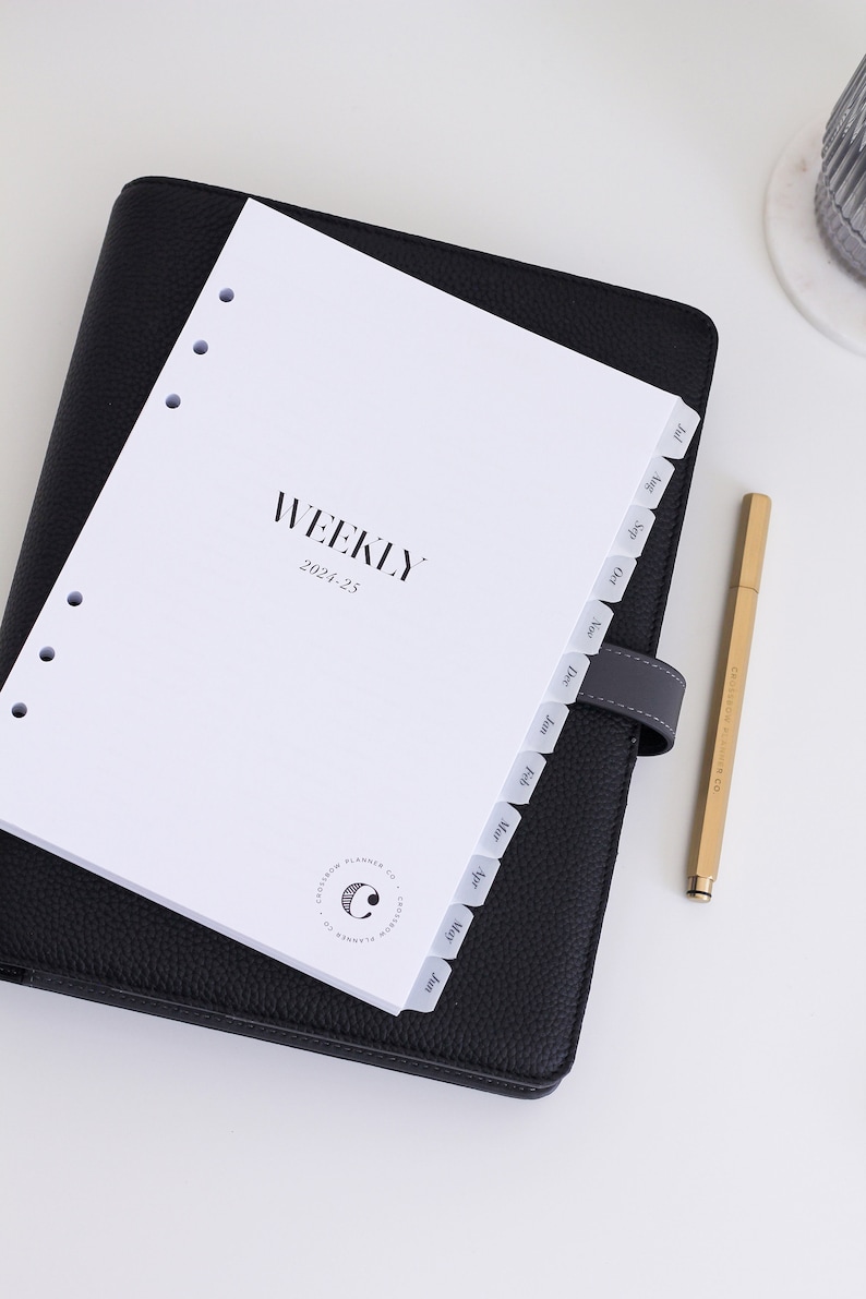 Monthly Tab Stickers Planner Dividers | For 6-Ring Planners, Undated Planners, Hobonichi Weeks, Pocket | Minimal Clear Month Tabs image 3