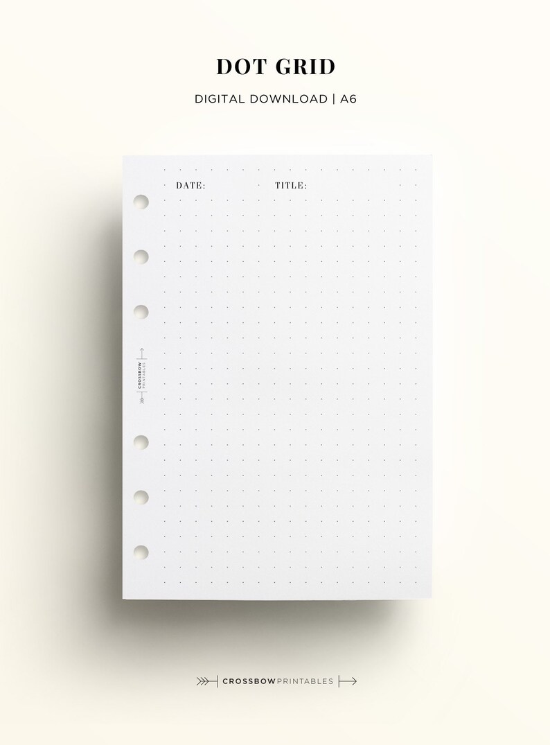 PRINTABLE A6 Dot Grid Printable Insert Printable A6 6 Ring | Etsy