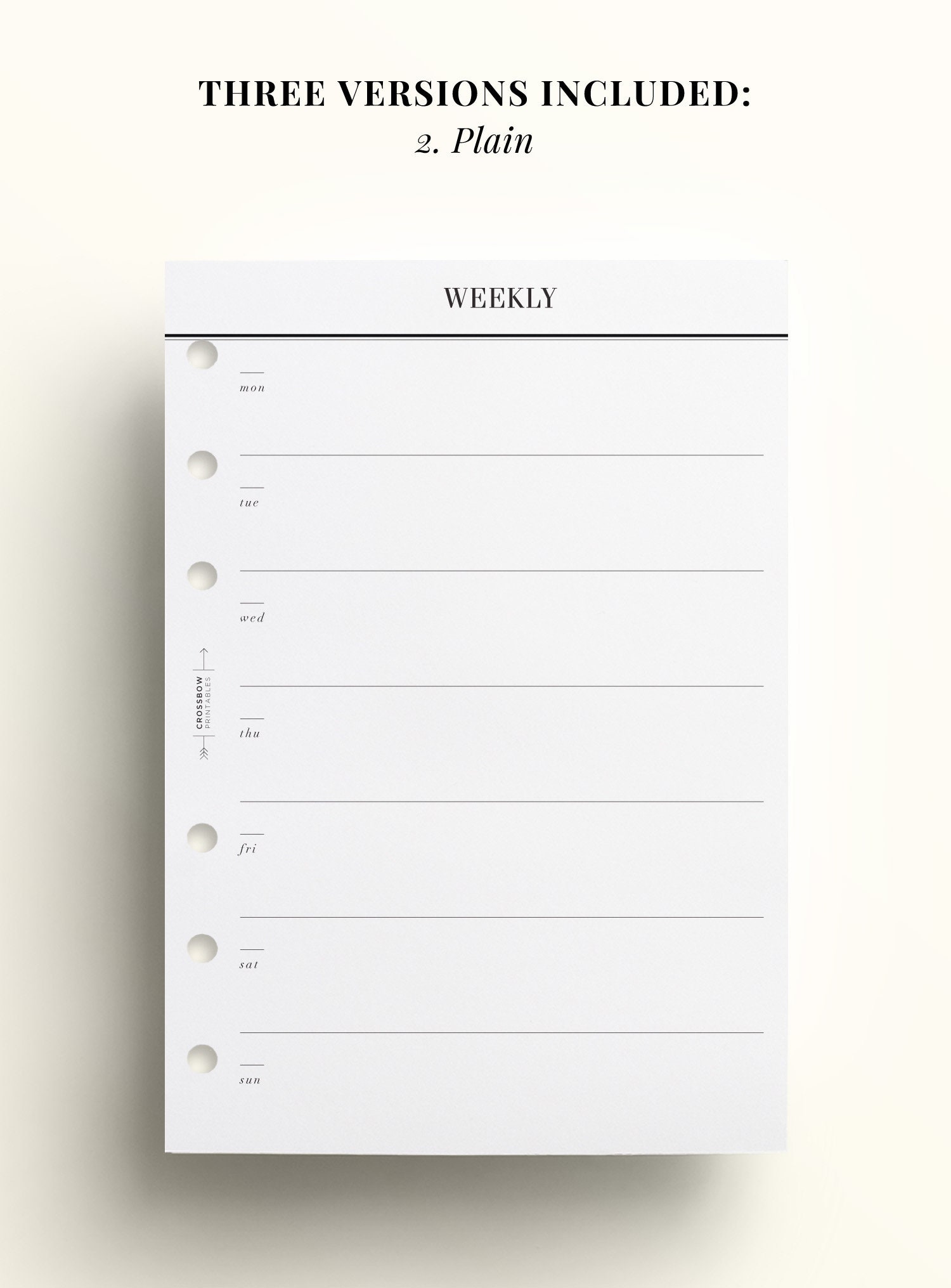 PRINTABLE A6 Week on One Page Printable Inserts Weekly | Etsy UK