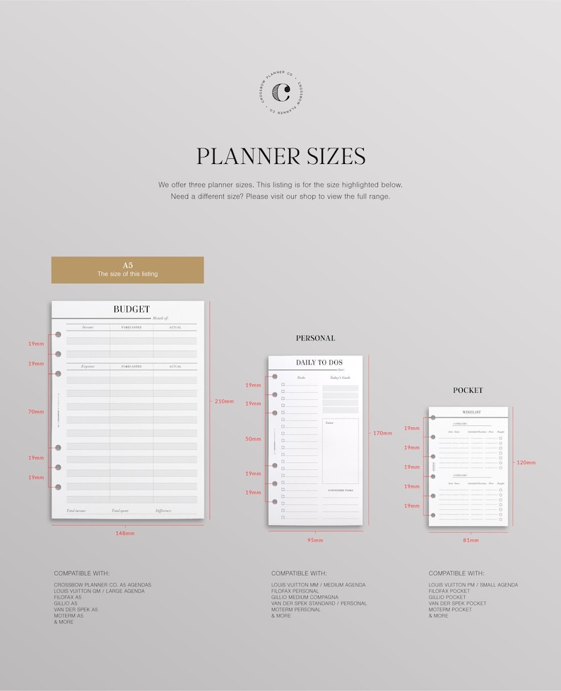 Printed A5 Wishlist Planner Inserts | Minimal Shopping Refills for 6 Ring Agendas image 3