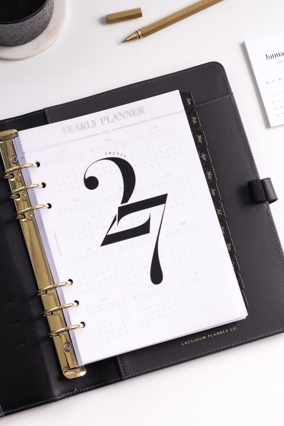 2027 Printed A5 Planner Inserts | HORIZONTAL Edition | Yearly Planner Inserts, 2027 Filofax Inserts Refill, Dated Inserts for LV GM Agenda