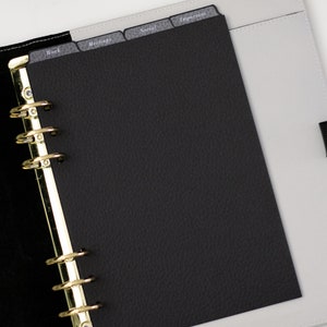 Divisori per agenda personalizzabili con linguetta superiore, cartoncino in pelle a 4 linguette / formato A5 o personale / oltre 30 etichette tra cui scegliere / linguette minimaliste per agenda immagine 7