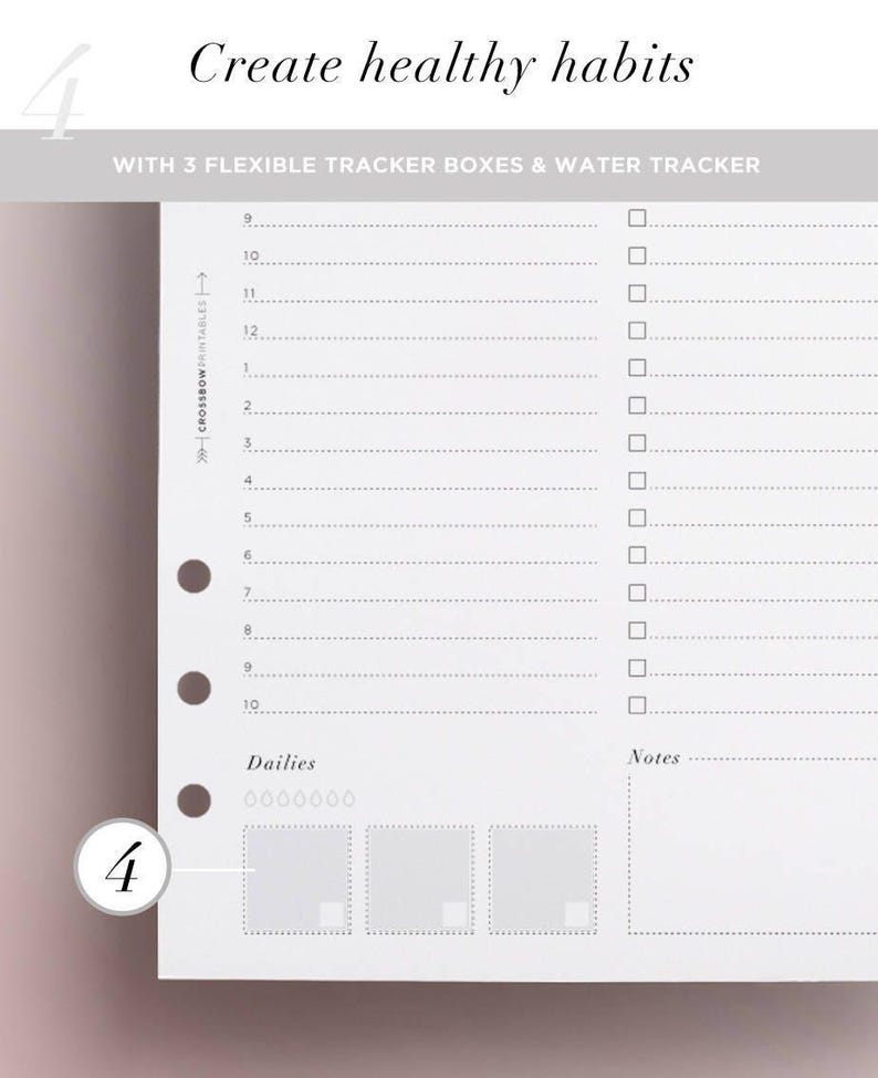 PRINTED Day On One Page Hourly Planner, DO1P, A5 Planner Inserts, Daily Planner Refill, A5 Daily Planner, A5 Filofax Inserts A5 Planner image 6