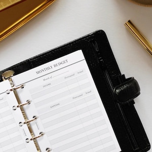 PRINTED Budget Planner Inserts Pocket Size, Monthly Budget On Two Pages, Finance Planner, Printed Pocket Ring Insert, Minimal Planner Insert image 4