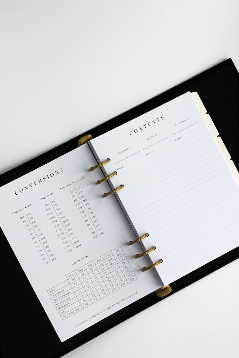 Juego de carpetas de recetas / Regalo para mamá / Regalo para el Día de la Madre para ella Libro de recetas con divisores / Organizador reutilizable rellenable / Regalo de cocina imagen 6