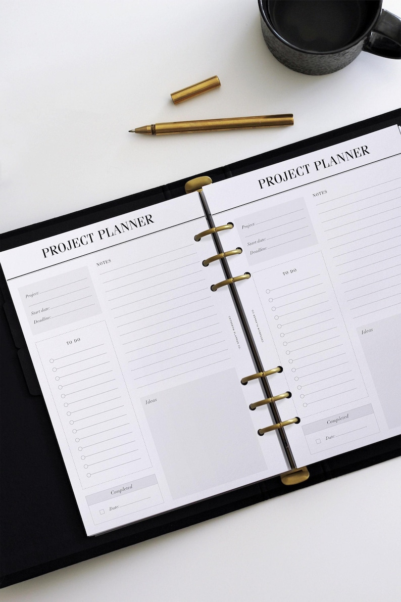 Gedruckte Projektplanerseiten A5 | Aufgabenliste für Projekte | Arbeitsplaner | Filofax A5, Kikki K Large, LV GM Agenda-Einlagen | Planereinlagen Bild 2
