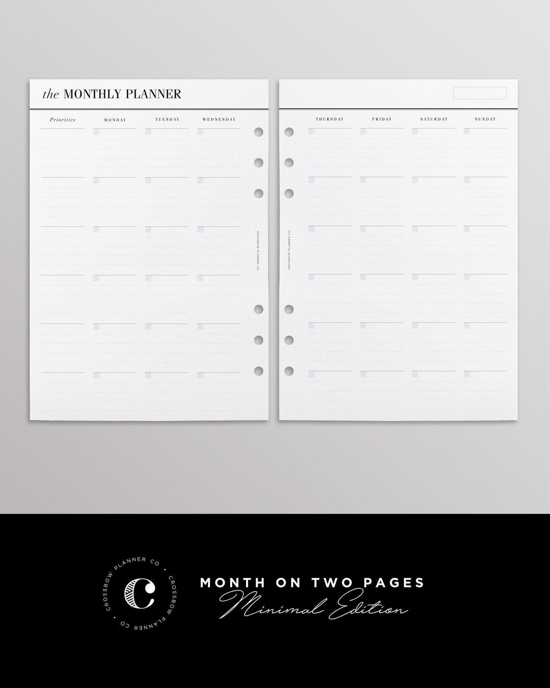 PRINTED MO2P Minimal Edition | Monthly Planner Inserts | Month on Two ...