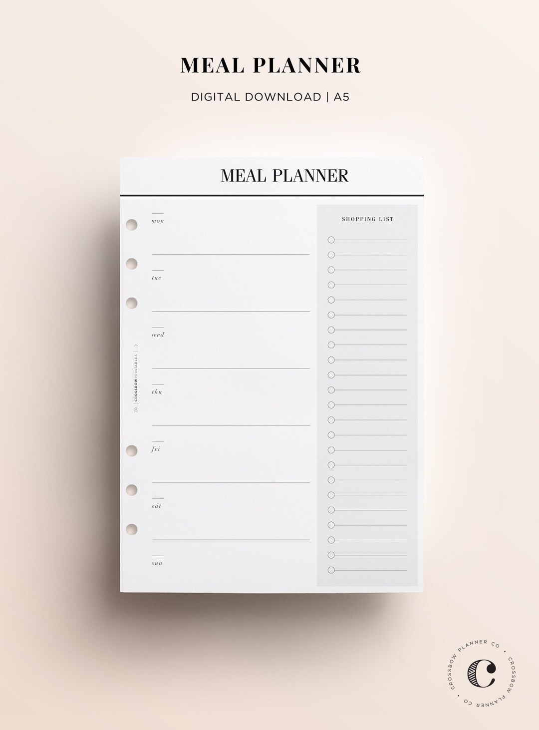 PRINTABLE A5 Meal Planner Printable Insert, Printable Meal Plan PDF ...
