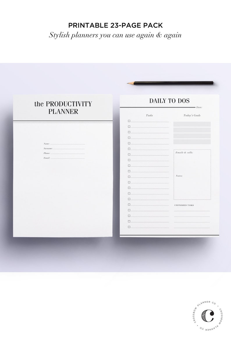 ULTIMATE Productivity, To Do List Work Printable Planner Pack, 21 A4, A5 and Half Size Organizer Pages: Day Planner, Project Planner 