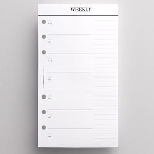 PRINTED Week On One Page Planner Inserts | Weekly Personal Size Personal Filofax Planner Refill | Printed Kate Spade Planner Inserts
