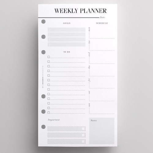 PRINTED Week on One Page Planner Inserts Weekly Personal - Etsy