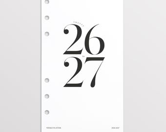 Insertos semanales personales 2026-2027, Insertos para planificador semanal con fechas, Insertos semanales personales Filofax 2026-27, Insertos impresos tamaño personal