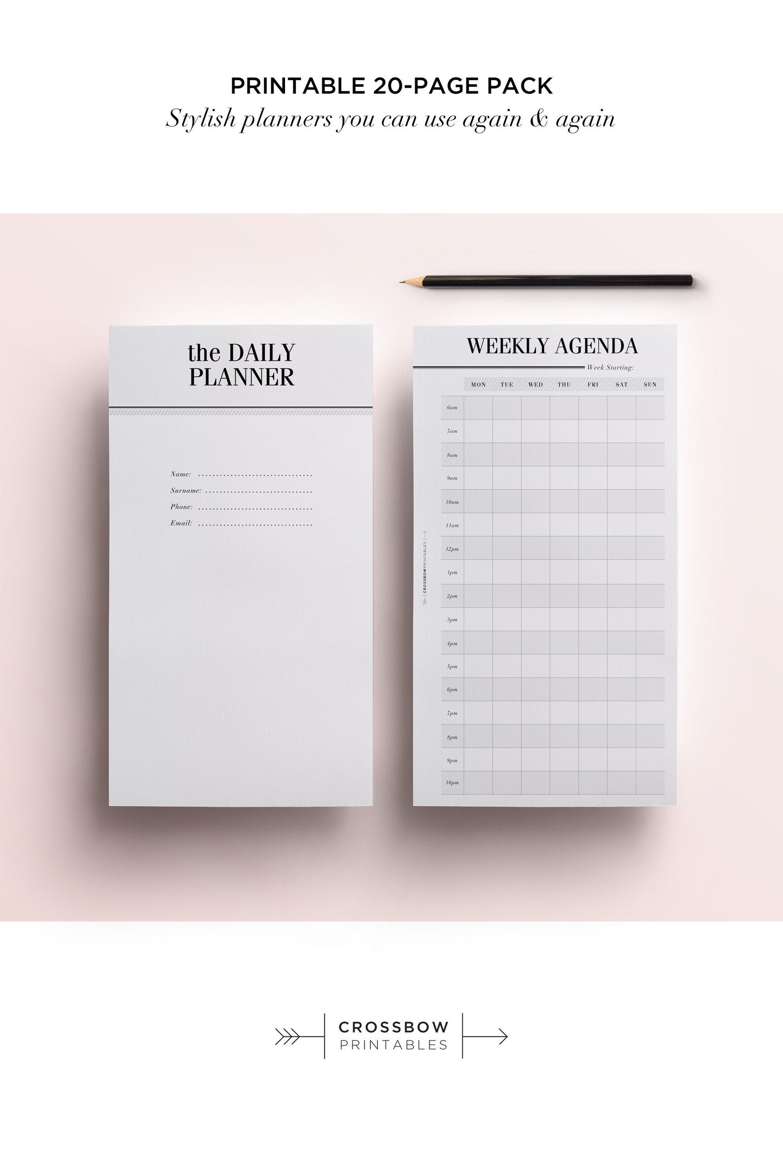 PERSONAL SIZE Printable Planner Pages 20 Organizer Pages - Etsy