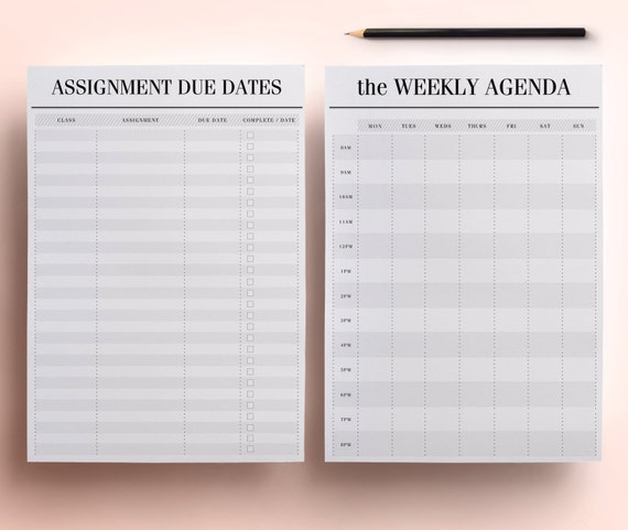 student planner a4 a5 college planner printable student agenda homework organizer 13 sheets week day month planners agendas college agenda planner