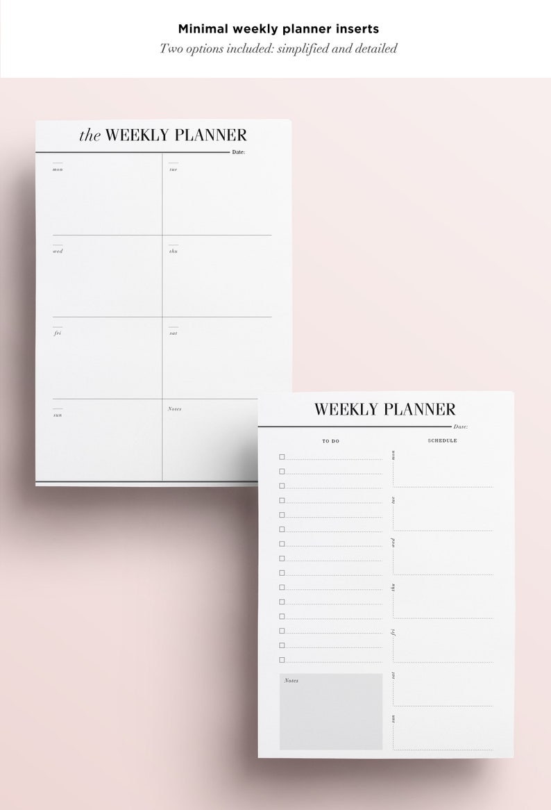 ULTIMATE Daily Planner Bundle, Printable Planner Inserts Kit: 20 Minimal Planner Essentials, Daily Planner, Weekly Agenda, To Do List, A5 image 3