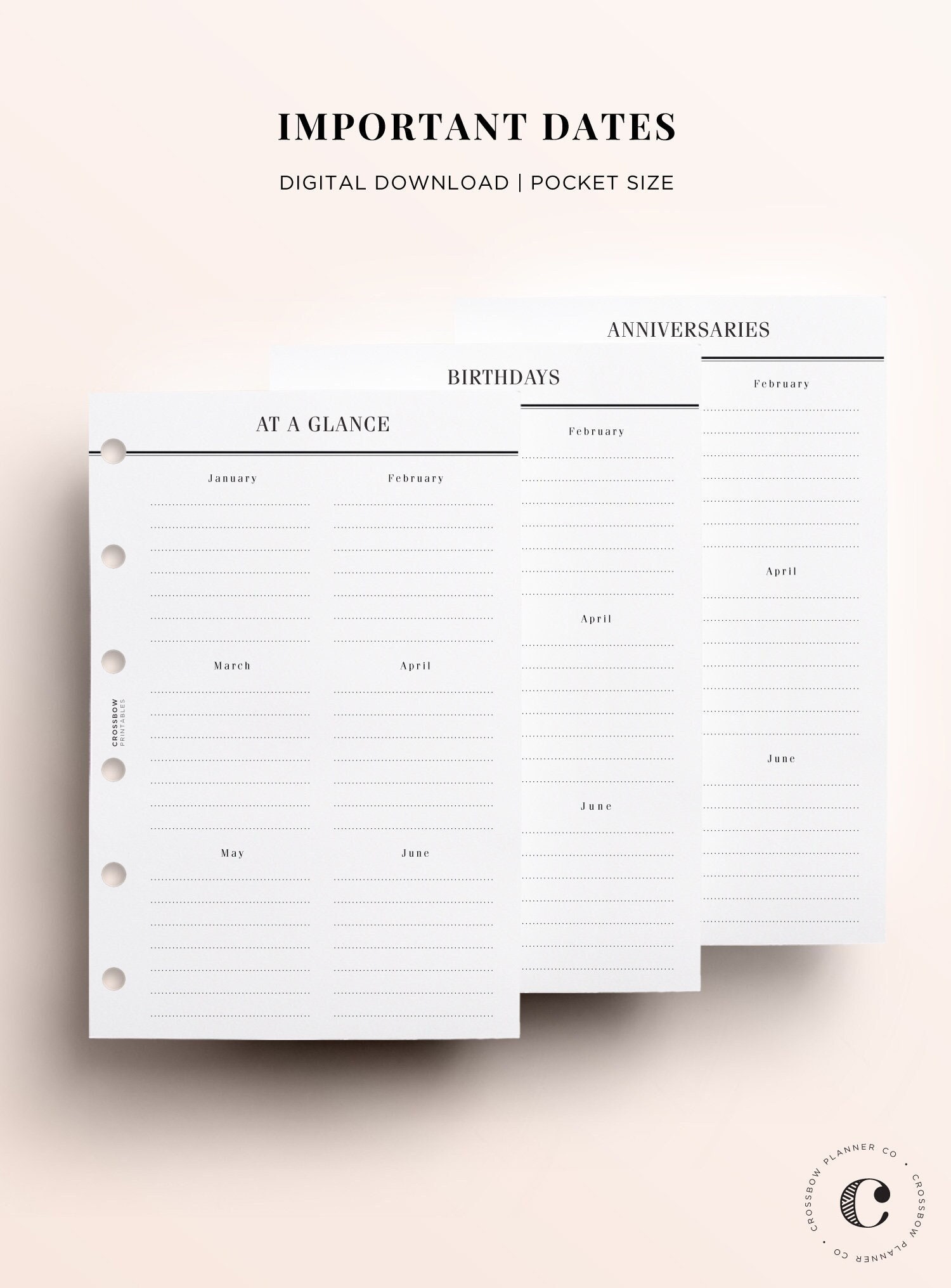 Pocket Meal Planner Inserts: Printed Planners by Crossbow Printables