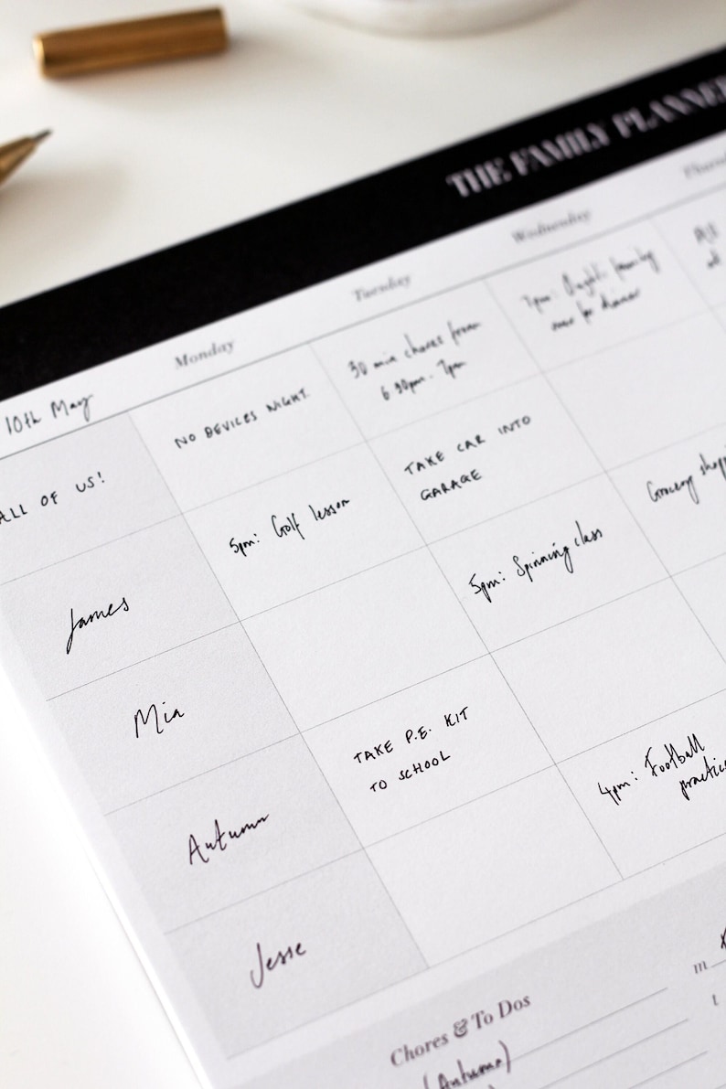 Weekly Family Planner Notepad | Minimal Family Weekly Calendar and Schedule with Meal Planner | A4 Weekly Desk Pad | Gift for Mum Under 10 image 7