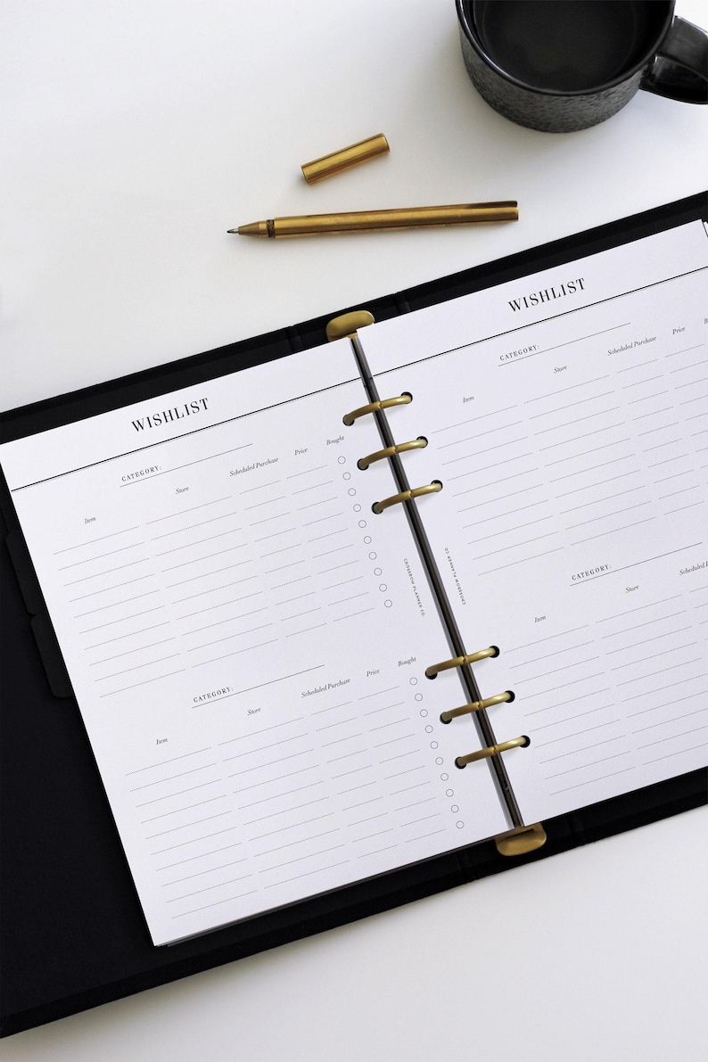 Printed A5 Wishlist Planner Inserts | Minimal Shopping Refills for 6 Ring Agendas image 2