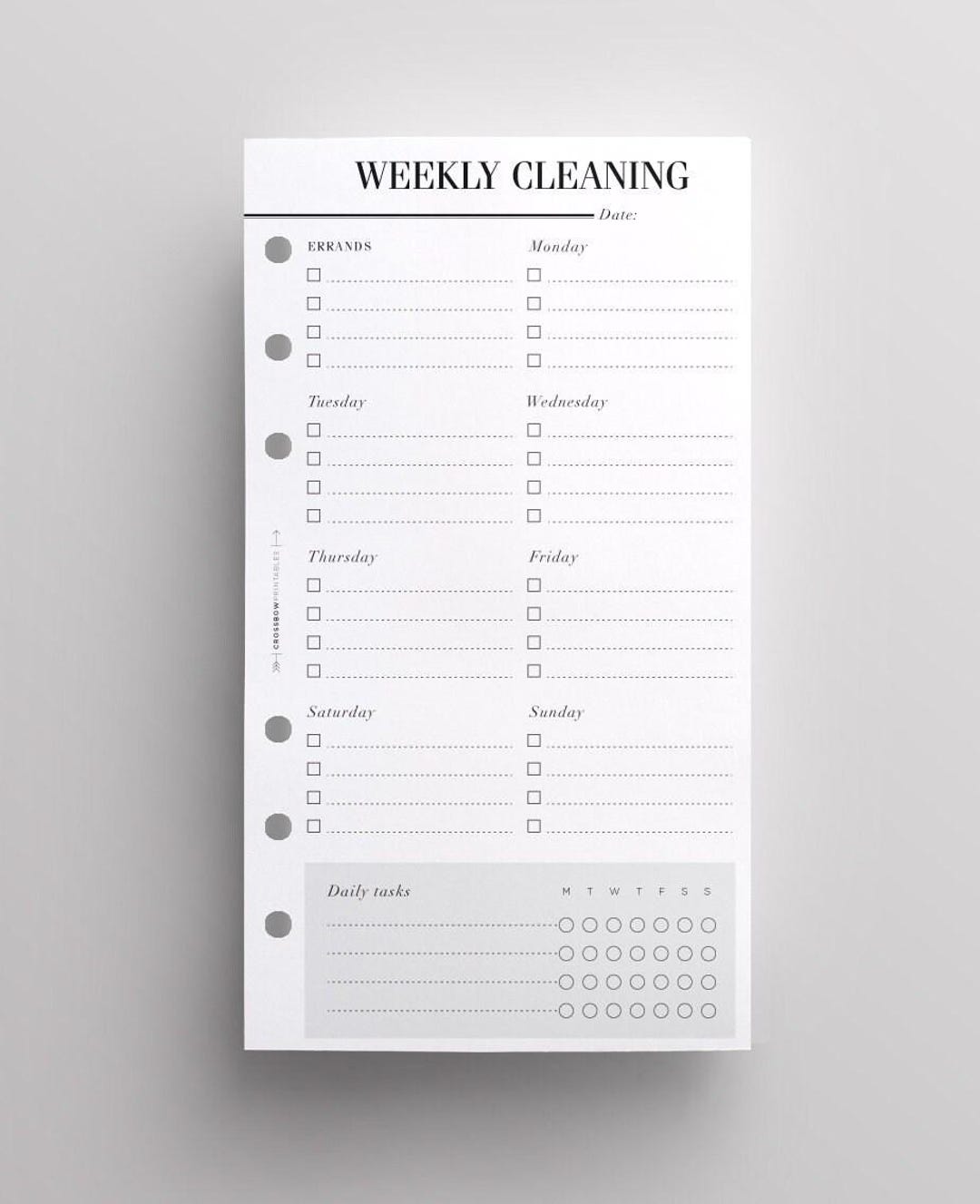 PRINTED Weekly Cleaning Schedule | Printed Personal Planner Refill ...