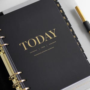 Today Gold Foil Planner Dashboard | A5, Personal or Pocket Size Today Planner Bookmark | A5 Planner Inserts for Filofax and Louis Vuitton