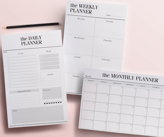 printable planner pages daily weekly and monthly planners etsy