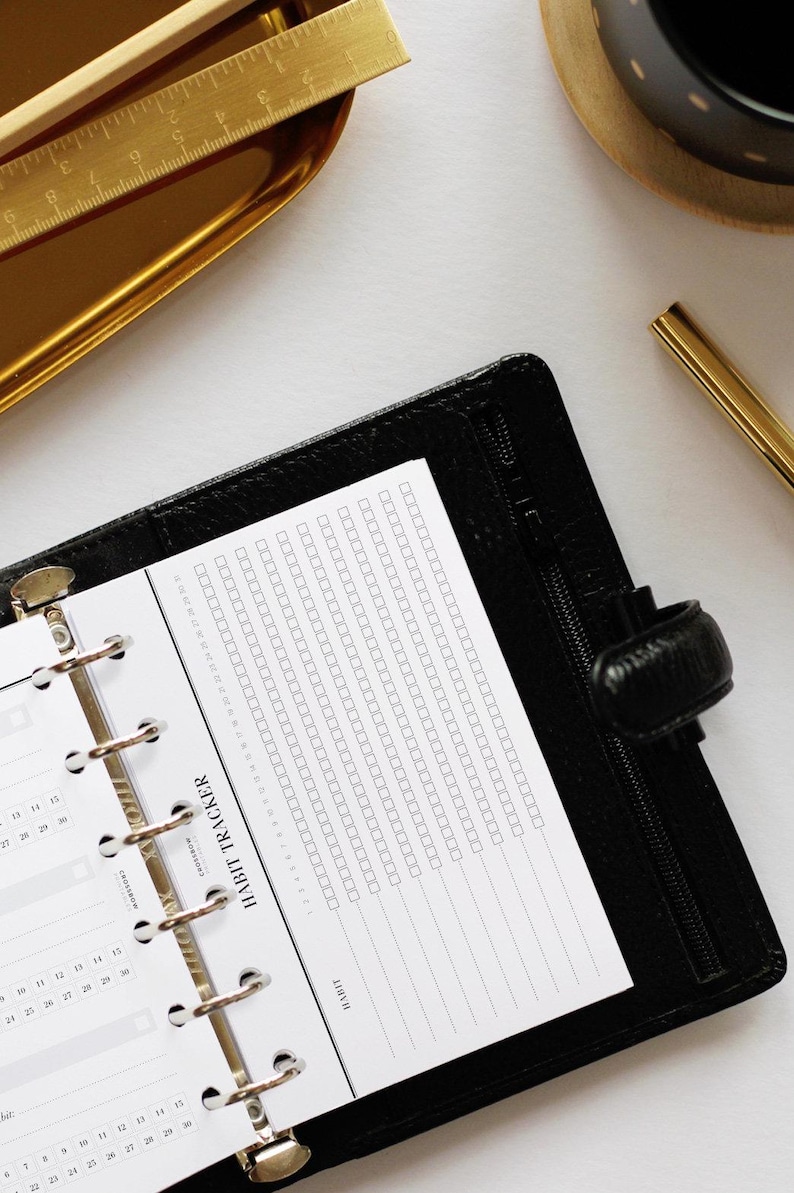 Gedruckte Monats-Gewohnheitstracker-Seiten | Aufgabenliste im Taschenformat, gedruckte Einlagen für Taschenplaner, Einlagen im Taschenformat, Kikki K Small Inserts Bild 2