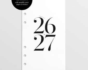 Insertos mensuales separables para agenda personal 2026-27 impresos (para usar con separadores mensuales), insertos mensuales fechados tamaño personal para Filofax