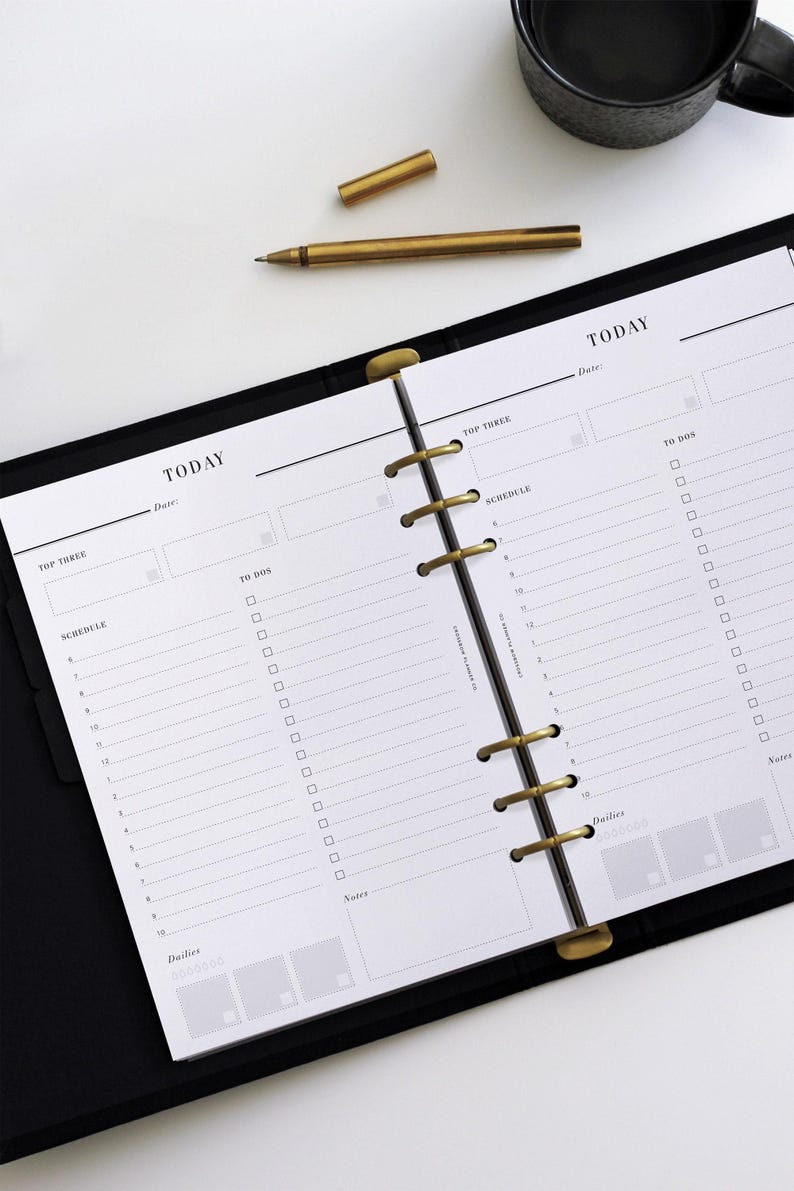 PRINTED Day On One Page Hourly Planner, DO1P, A5 Planner Inserts, Daily Planner Refill, A5 Daily Planner, A5 Filofax Inserts A5 Planner image 2