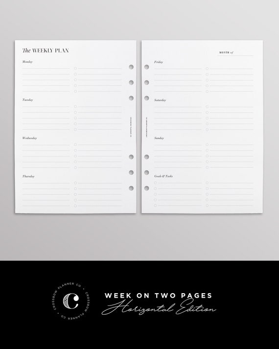 PRINTED Week on Two Pages Horizontal Edition Weekly Planner 