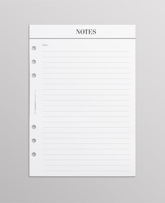 PRINTED Notes Planner Refill Pages A5 | Printed Planner Inserts | Louis Vuitton Agenda Inserts | Filofax A5 Inserts | Kikki K Large Inserts