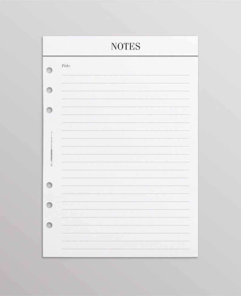 PRINTED Notes Planner Refill Pages A5 | Printed Planner Inserts | Louis Vuitton Agenda Inserts | Filofax A5 Inserts | Kikki K Large Inserts image 1