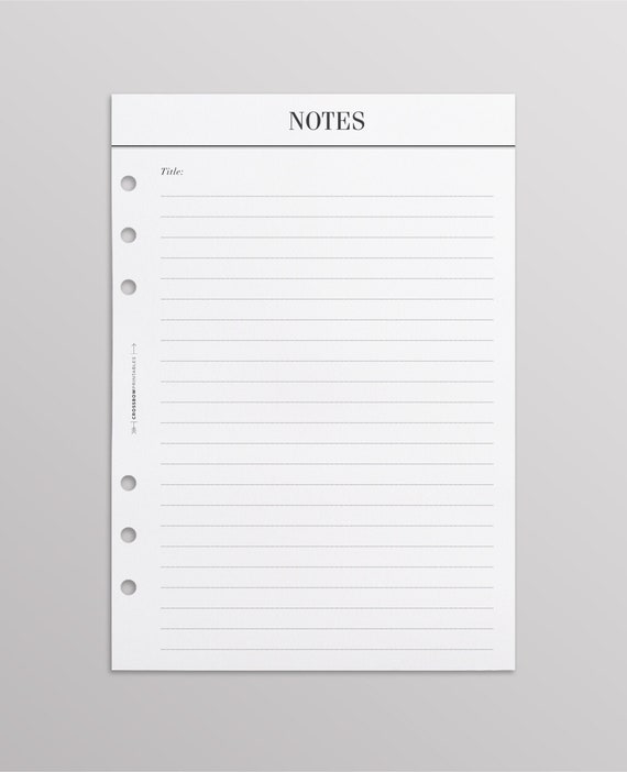 PRINTED Notes Planner Refill Pages A5 Printed Planner 