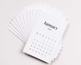 Tarjetas de planificación mensual 2026 / Tarjetas de registro de calendario / Tarjetas de mini calendario minimalistas