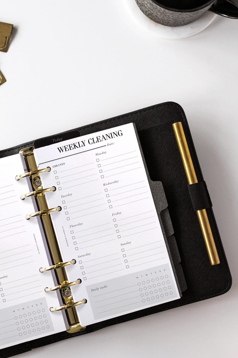 PRINTED Weekly Cleaning Schedule | Printed Personal Planner Refill, Cleaning Checklist, Cleaning Planner Pages, Websters Color Crush Inserts image 2