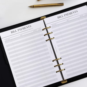 PRINTED Bill Pay A5 Planner Inserts | A5 Filofax Inserts | Budget Planner Kikki K Large Inserts | Financial Planner A5 | Crossbow Planner Co image 2