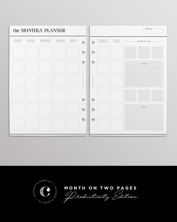 Week On Two Pages  Productivity Edition: Pocket Printable Calendar
