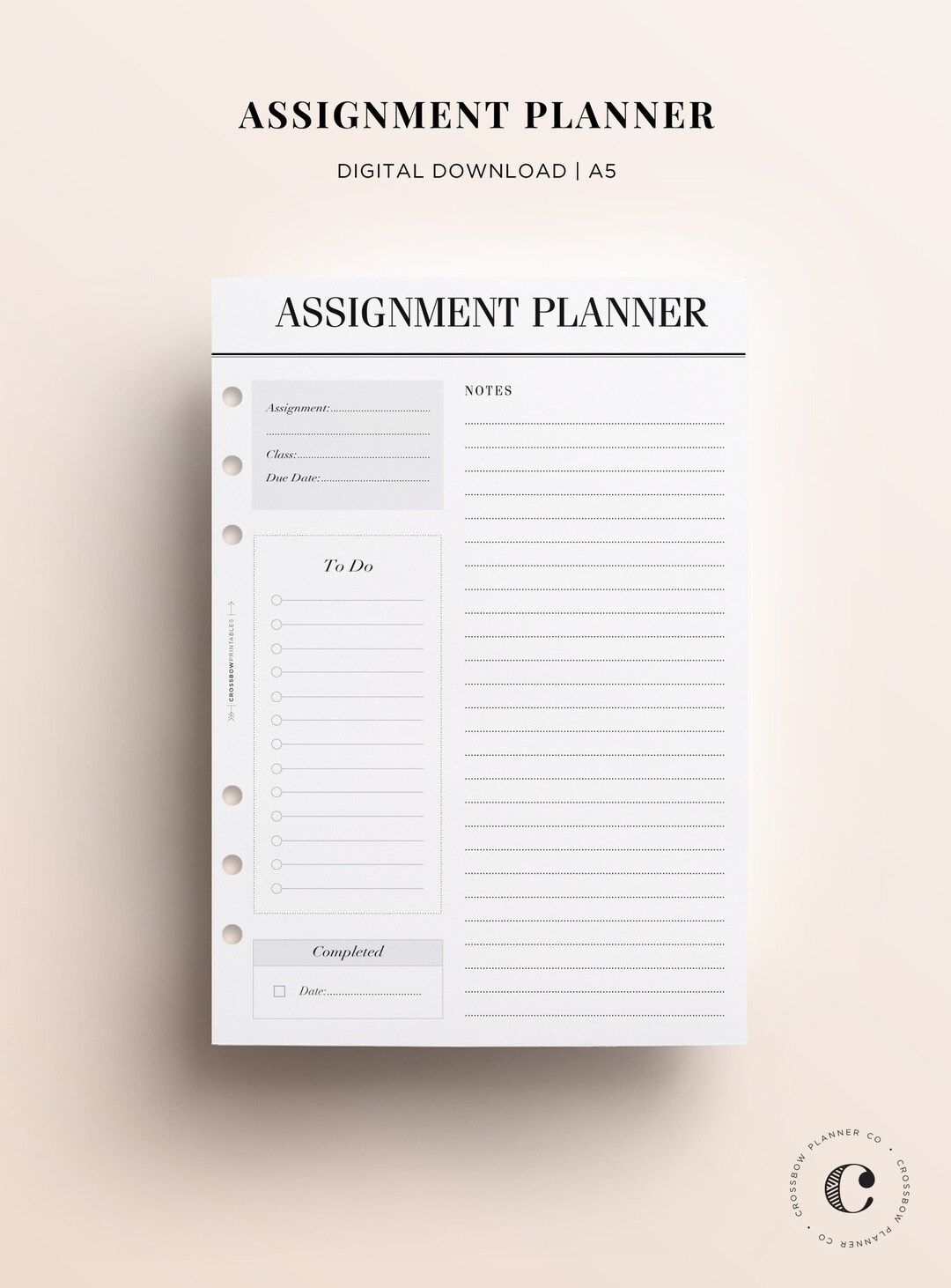 PRINTABLE A5 Assignment Planner, A5 Student Planner Inserts Printable ...