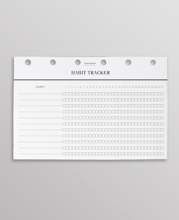 PRINTED Monthly Habit Tracker Pages | Pocket Size Task Checklist, Printed Pocket Planner Inserts, Pocket Size Inserts, Kikki K Small Inserts