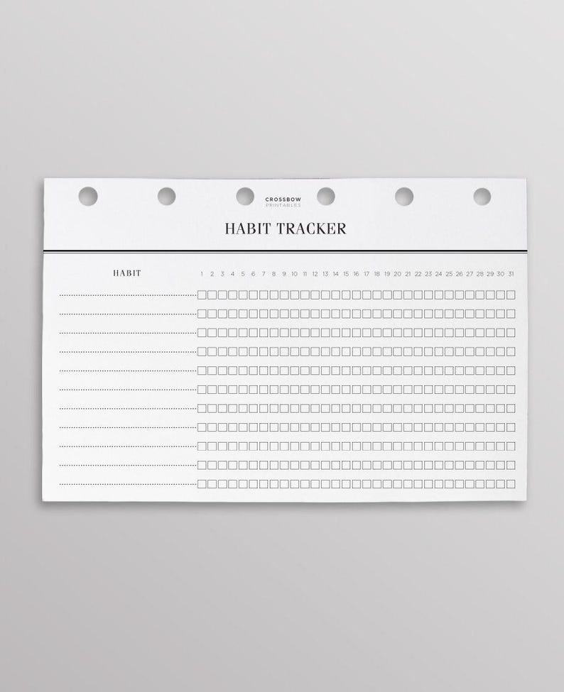 Gedruckte Monats-Gewohnheitstracker-Seiten | Aufgabenliste im Taschenformat, gedruckte Einlagen für Taschenplaner, Einlagen im Taschenformat, Kikki K Small Inserts Bild 1