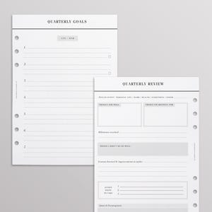 Paquete de planificadores de objetivos impresos / Insertos para planificador A5 impresos / Recambios minimalistas para planificador de objetivos / Insertos grandes para Filofax y Kikki K para planificación de objetivos imagen 2